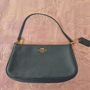 Coach Blue Leather Shoulder Bag with Gold Accents